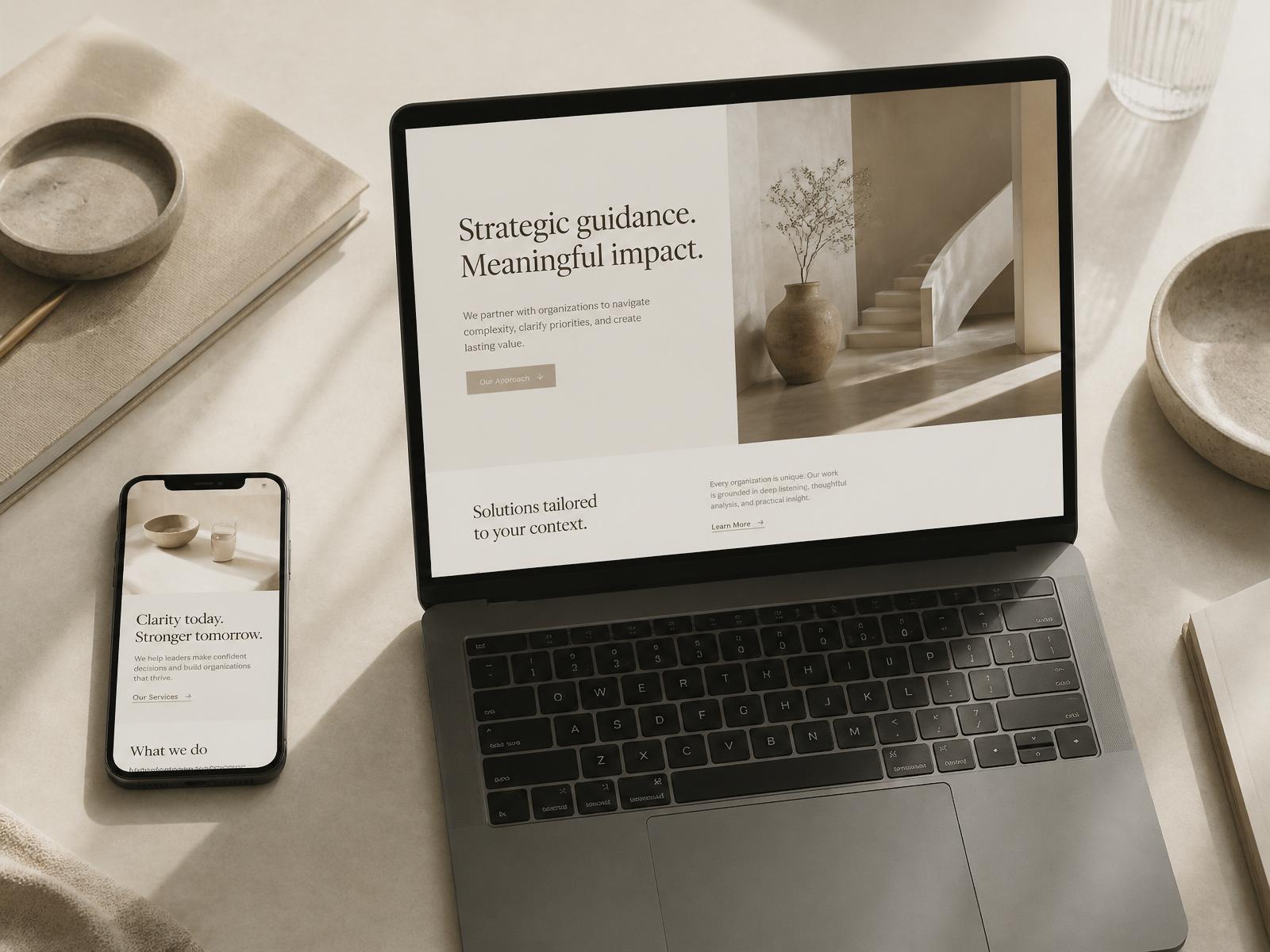 Small business website mockup on laptop