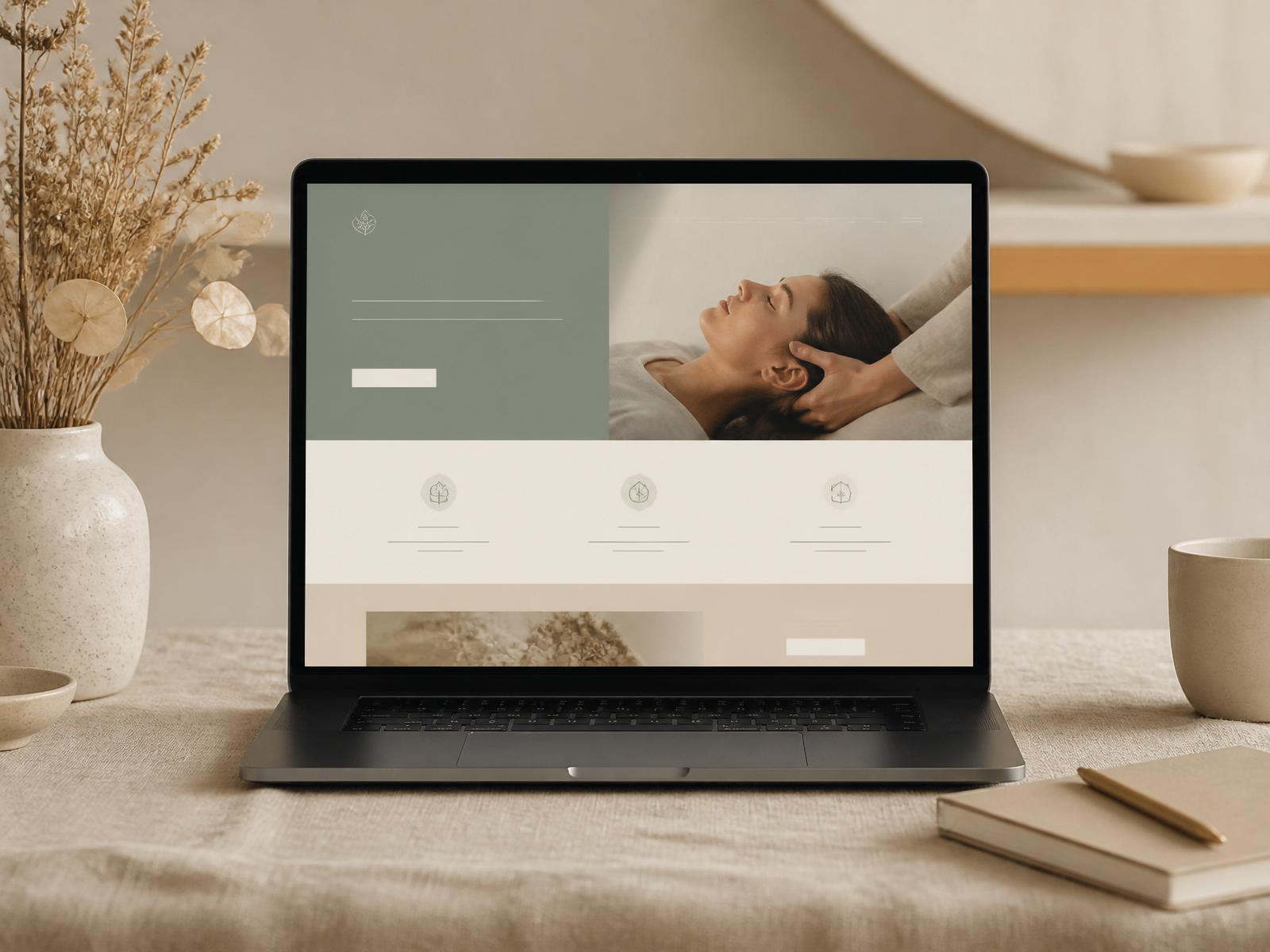 Wellness studio website mockup on iMac
